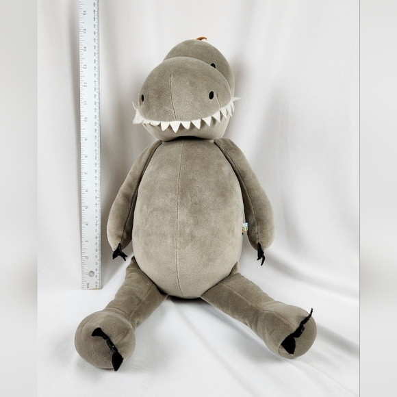 Bunnies By The Bay Plush Dinosaur T-Rex Soft Gray Grey Plush Stuffed Animal 21" - Picture 1 of 13